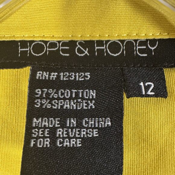 Hope & Honey Yellow Sleeveless Button Front Utility Dress Size 12 Belted Pockets - Picture 6 of 7